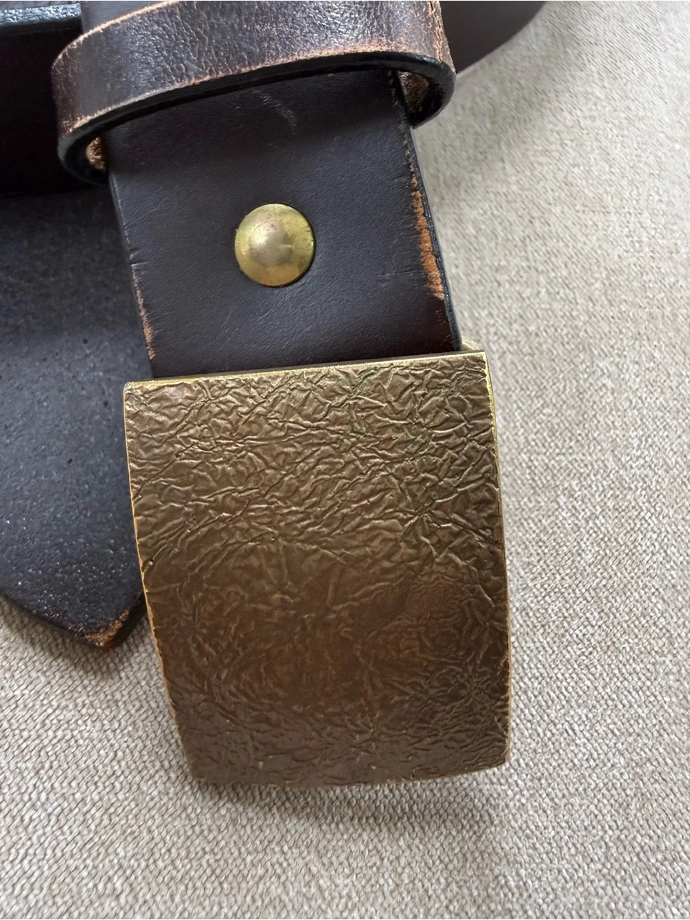 Cellar Leather Cape Cod dark brown leather belt with gold brass hardware buckle